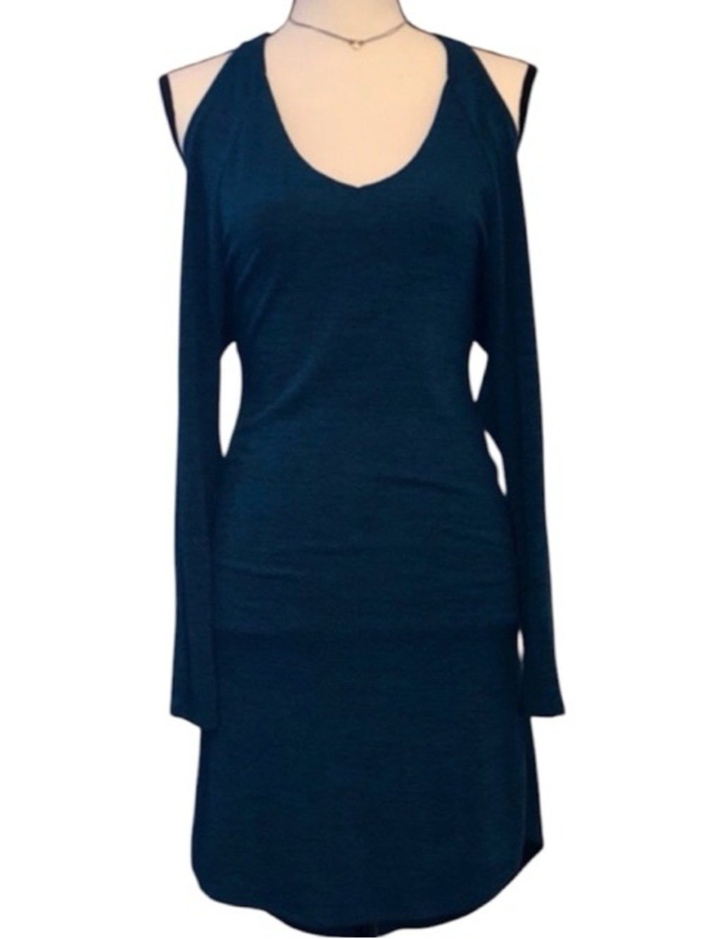 Bar III Blue Stretch Cold Shoulder Dress